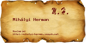 Mihályi Herman névjegykártya